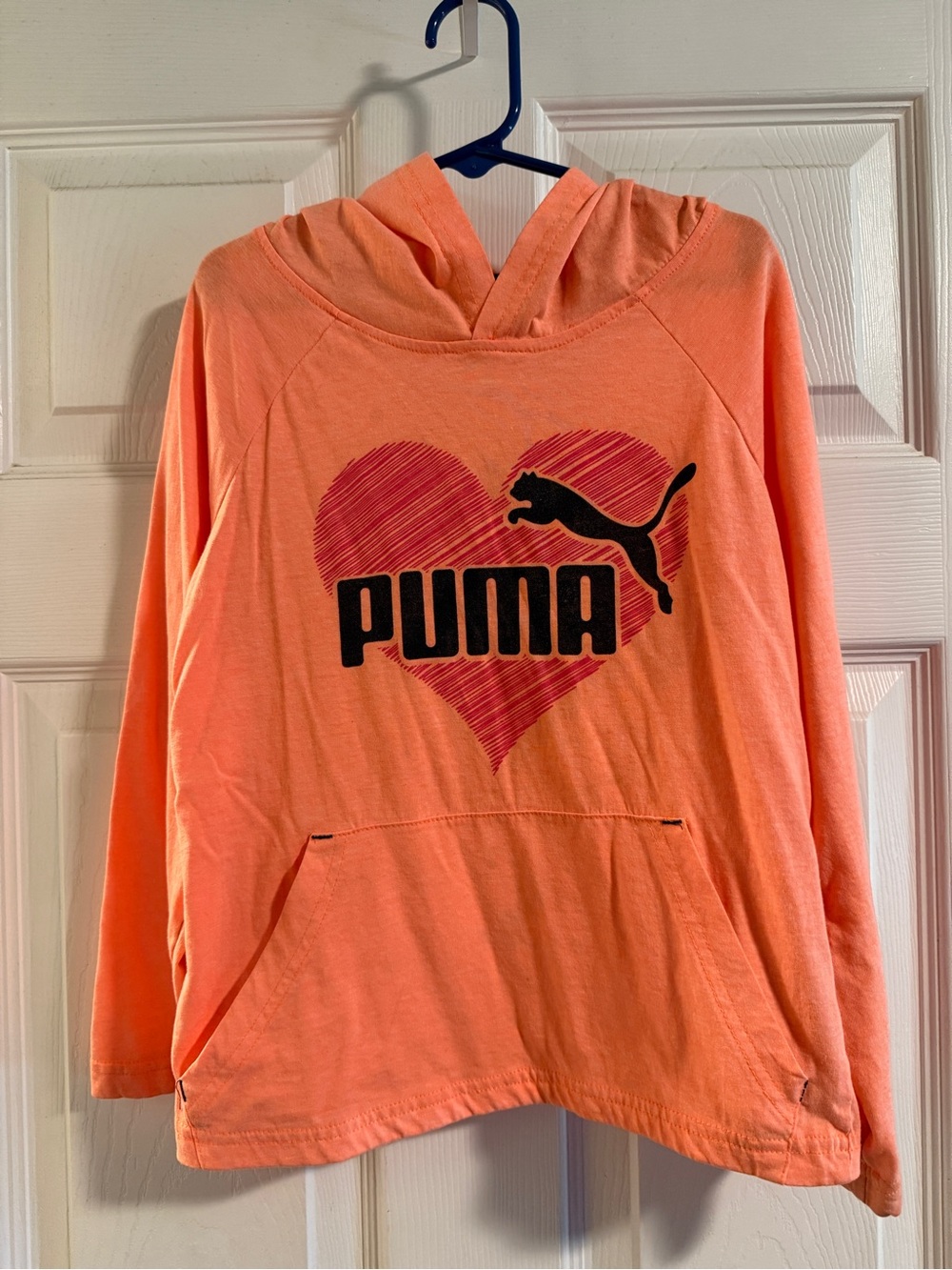 Puma Coral-Orange Heart Logo Hoodie